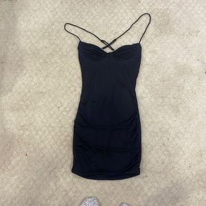lucy in the sky size xs black tight mini dress with a built in body suit